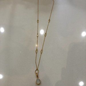 Gold Necklace with White Stone Pendant